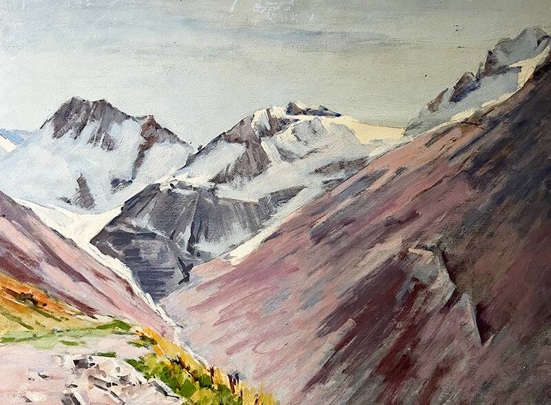 Painting "Mountain", oil on hardboard