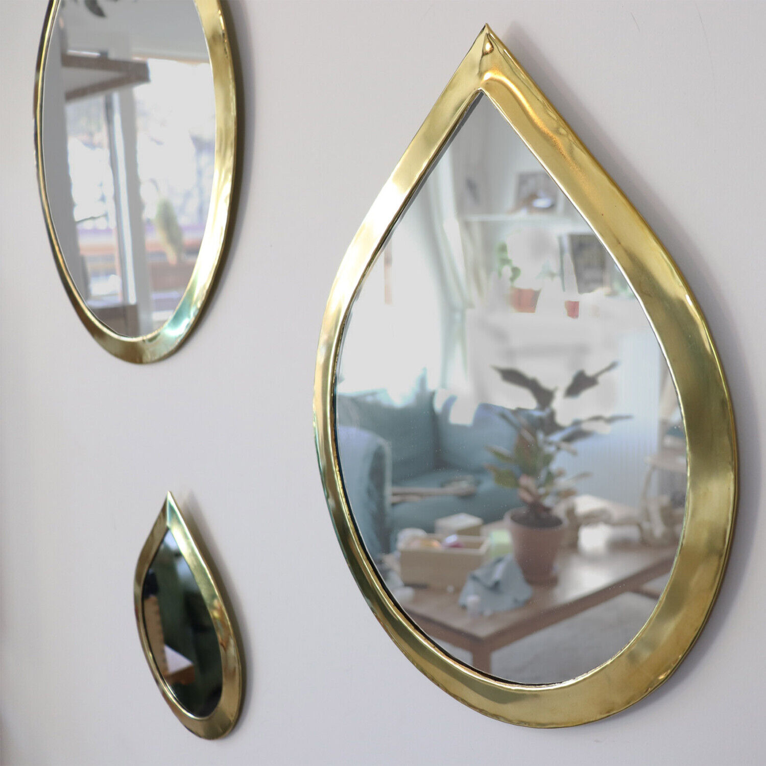 Set of 4 brass mirrors