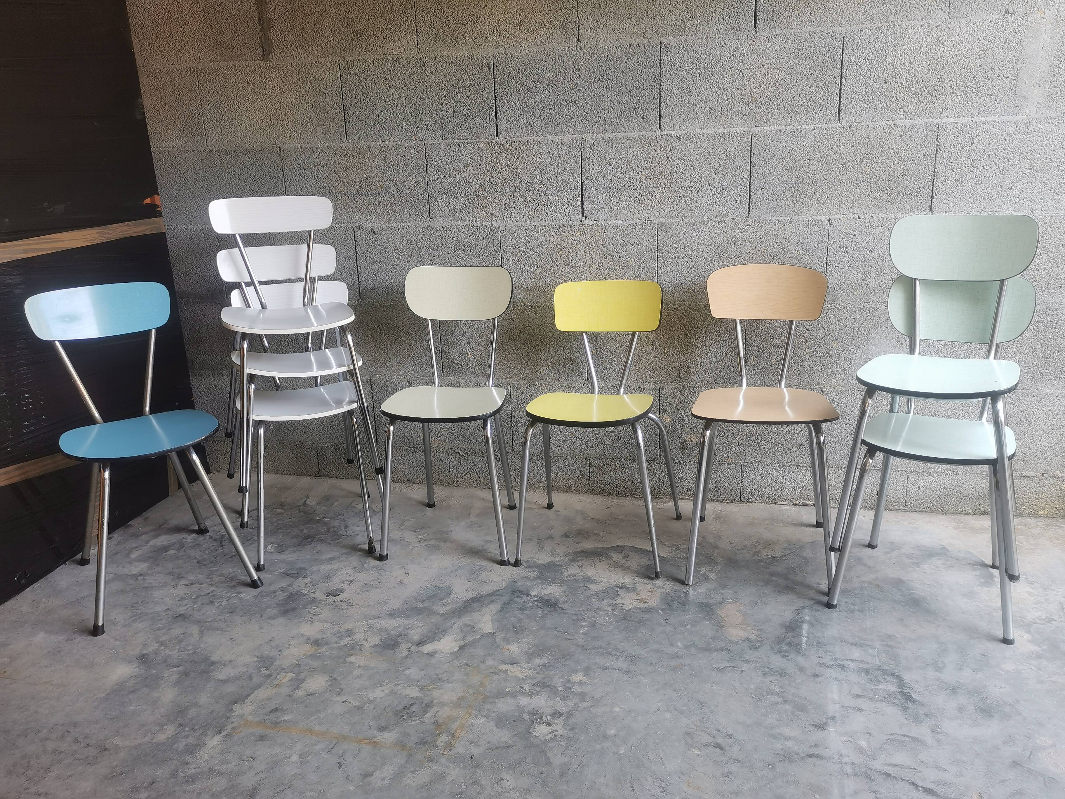 Set of 9 vintage formica chairs