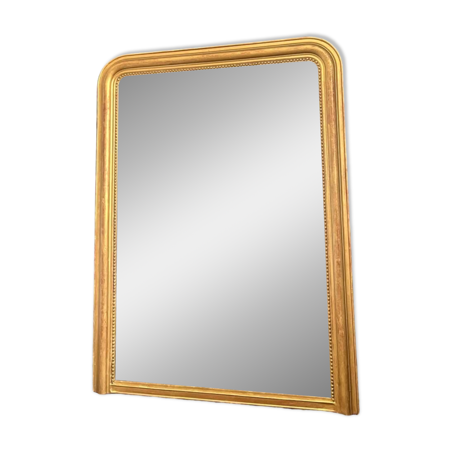 Louis-Philippe beaded mirror gilded with gold leaf, mercury glass, 138cm/103cm