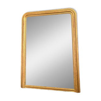 Miroir Louis-Philippe perlé doré à la feuille d’or, glace mercure, 138cm/103cm