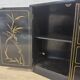 Vintage Chinese sideboard / lacquer cabinet (black / birds) Bohemian