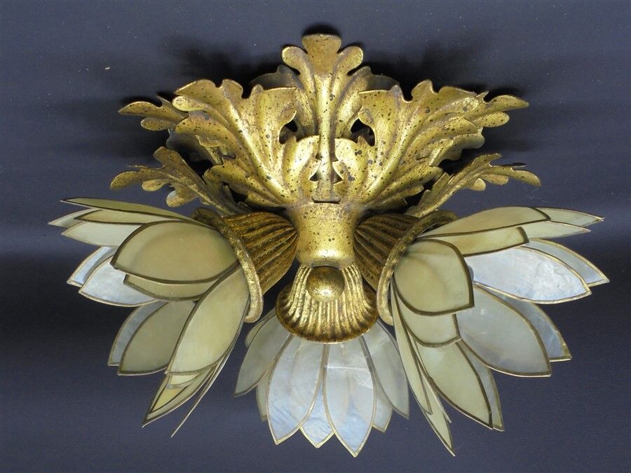Plafonnier lotus flowers in mother-of-pearl