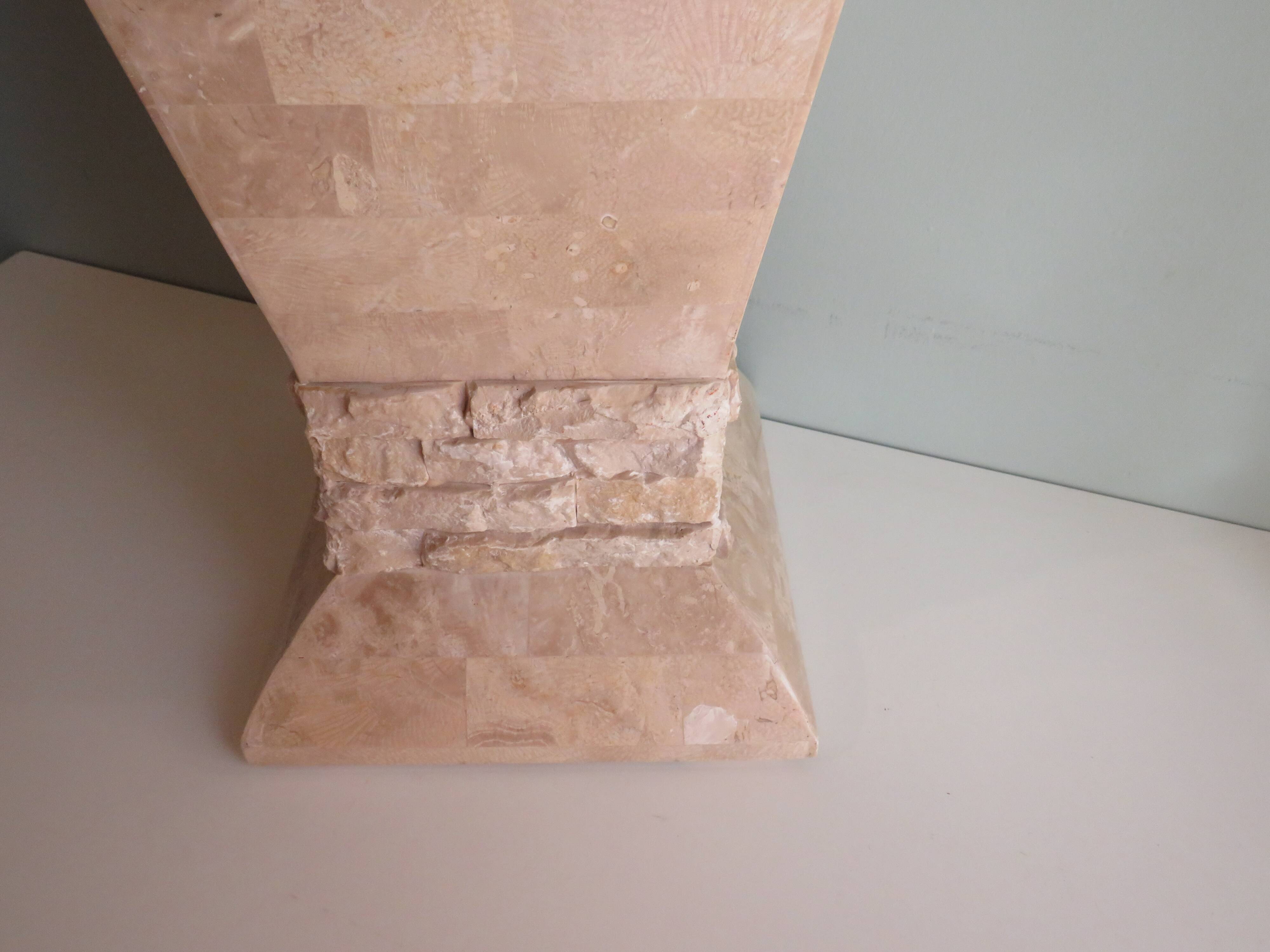 Column, Hollywood Regency style travertine pedestal, 1970s