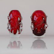 Vases en cristal rouge par Augustsson pour Åseda, ensemble de 2