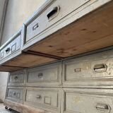 XXL walnut trade counter with multiple drawers