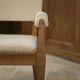 Art Deco modernist armchair in ash and cream boucle by Pierre Gouffé 1940s