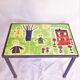 Children's coffee table, 70s with naïve drawing on ceramics, iron frame