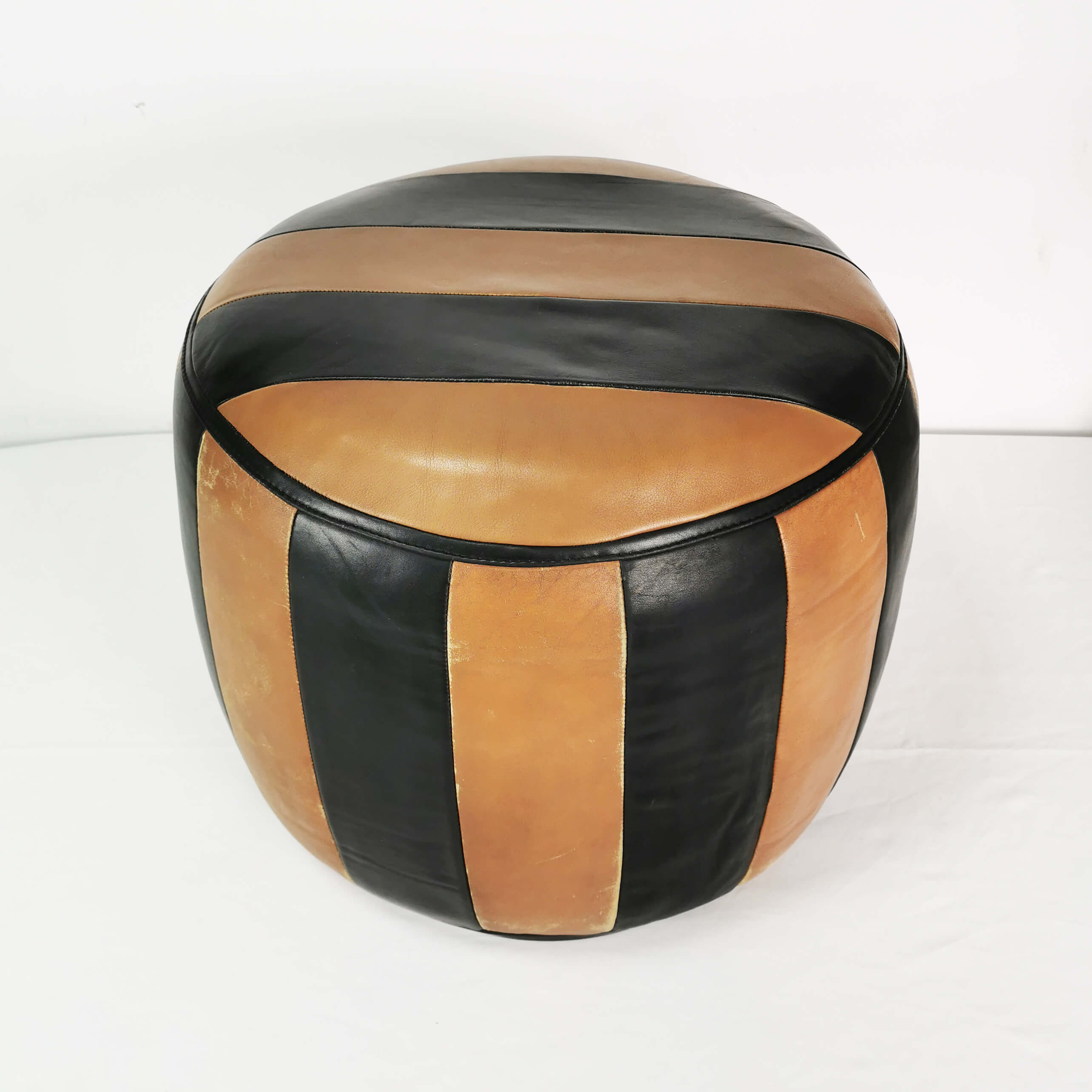 Leather pouf, Germany, 1960s