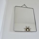 Antique large barber's mirror with chain, 1950s-60s