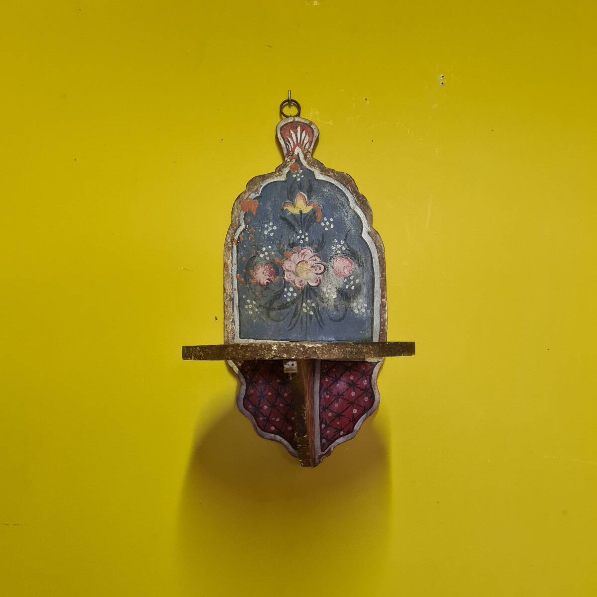 Floral painted wooden wall console, 2nd half of the 19th century
