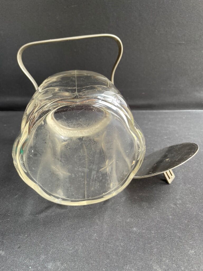 Cut crystal and silver metal cookie bucket – Art Deco
