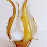 Mid-Century Modern Murano Glass Vase, Amber & Opal, Italy, 1960s