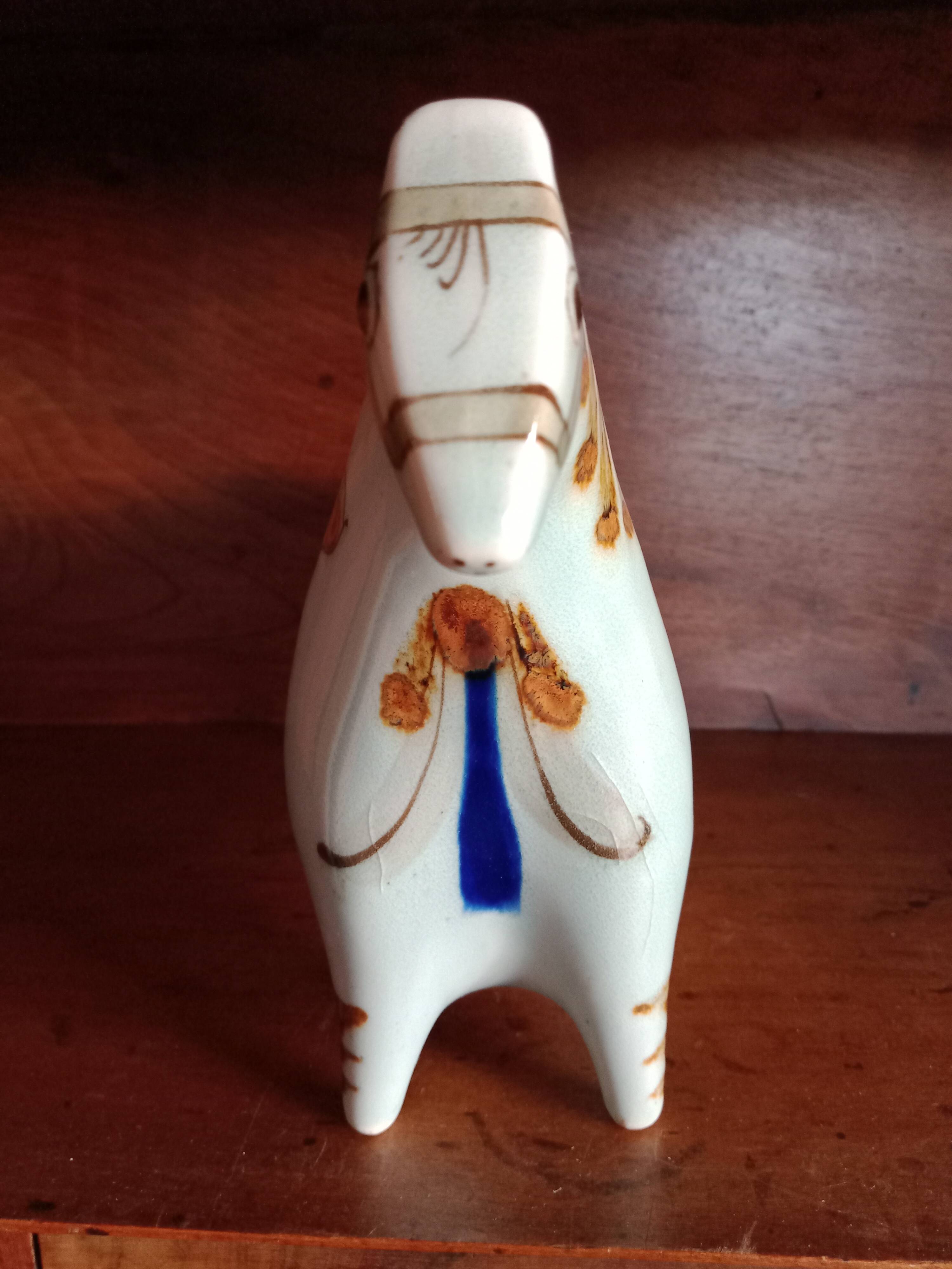 Ken edwards pottery - stylized horse decorated with butterfly flowers bird