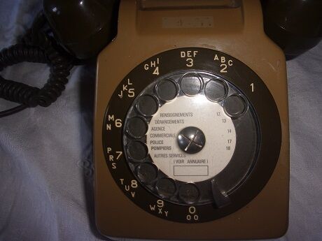 Old 1970 dial, grey and green PTT phone