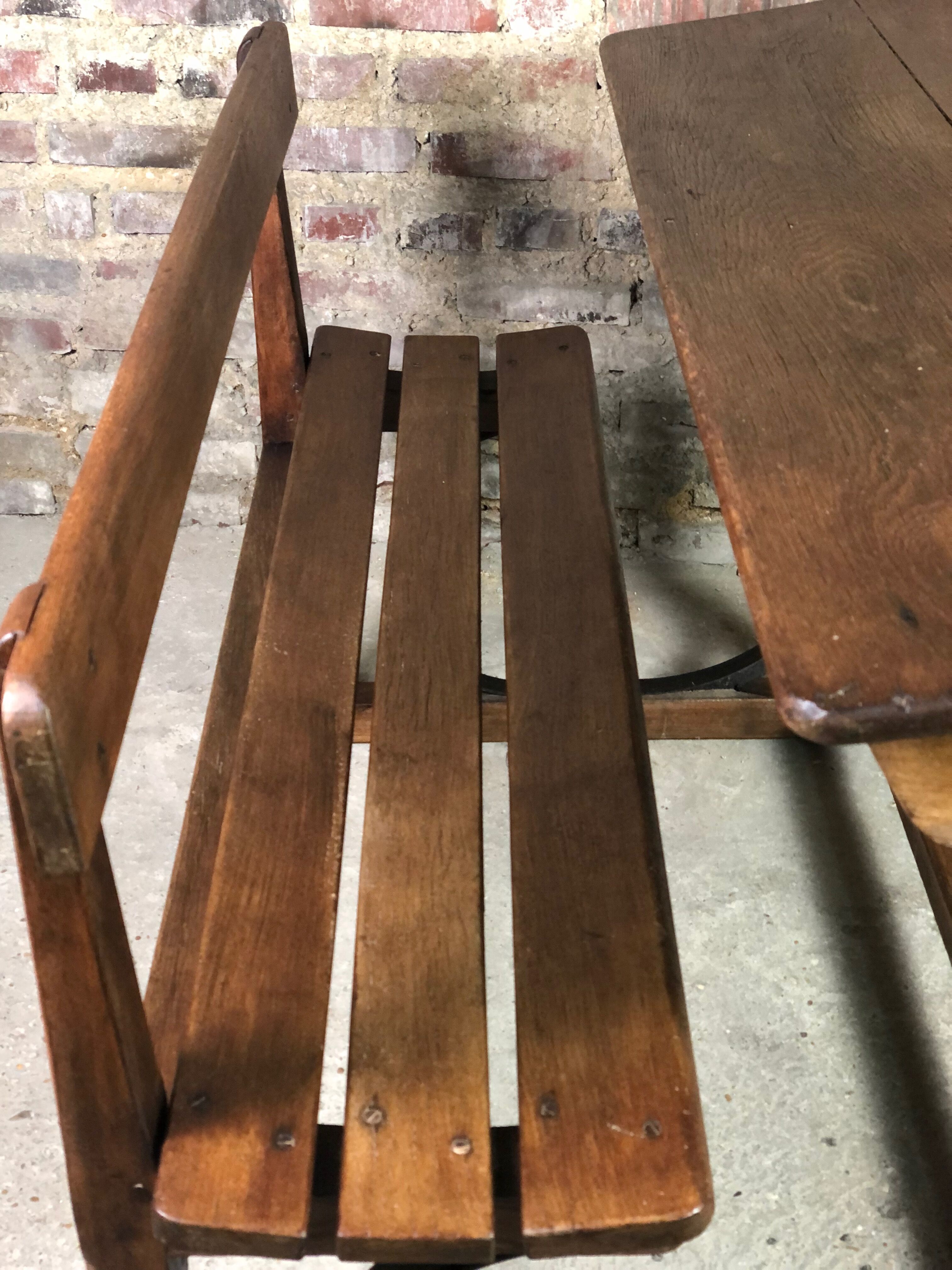 School desk in oak and iron frame 1930s