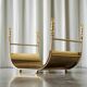 Sculptural brass magazine rack or basket from the 1970s.