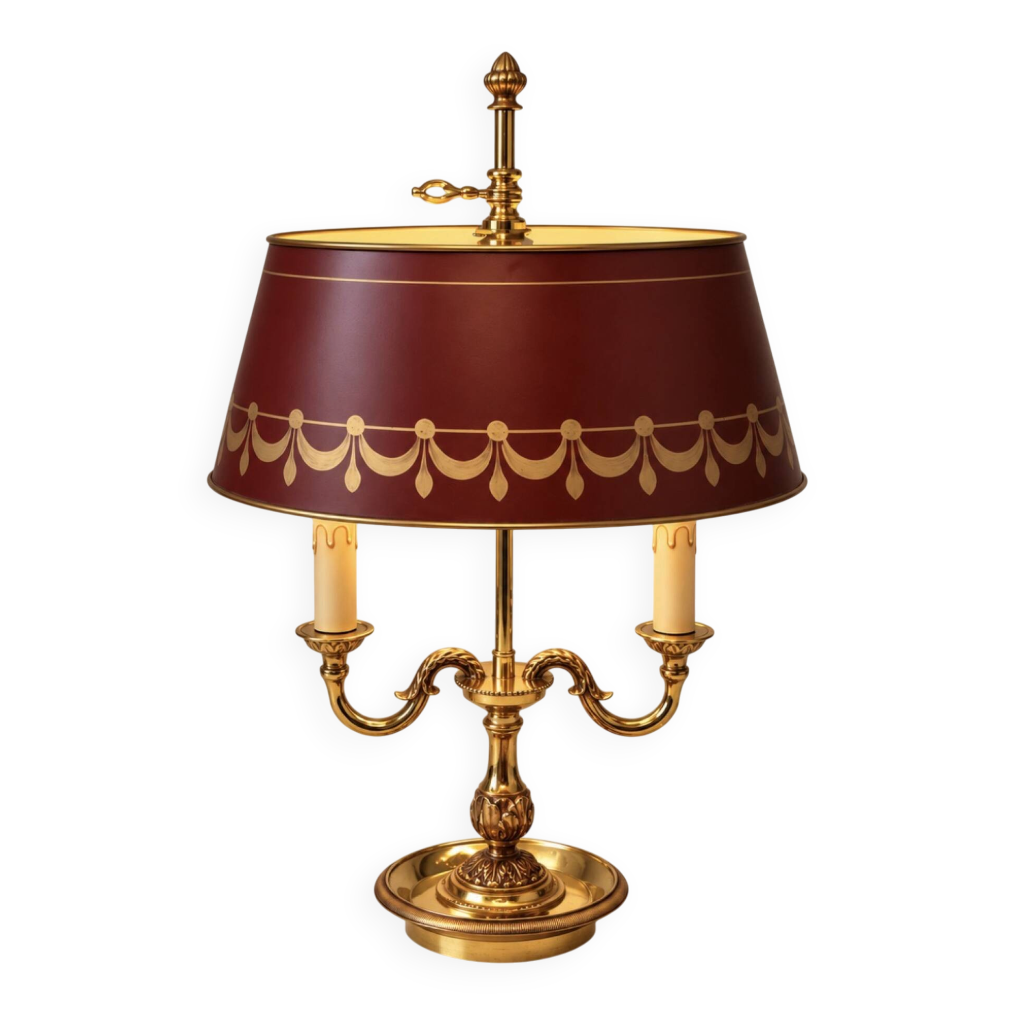 Bouillotte lamp Lucien Gau Paris in gilded bronze
