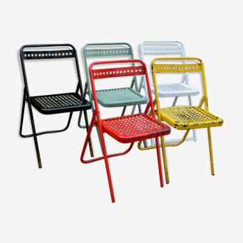 Ensemble de chaises de jardin pliantes en métal peint