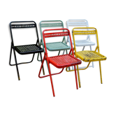Ensemble de chaises de jardin pliantes en métal peint