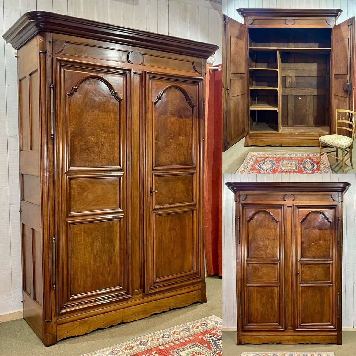 18th century walnut castle wardrobe - fully removable
