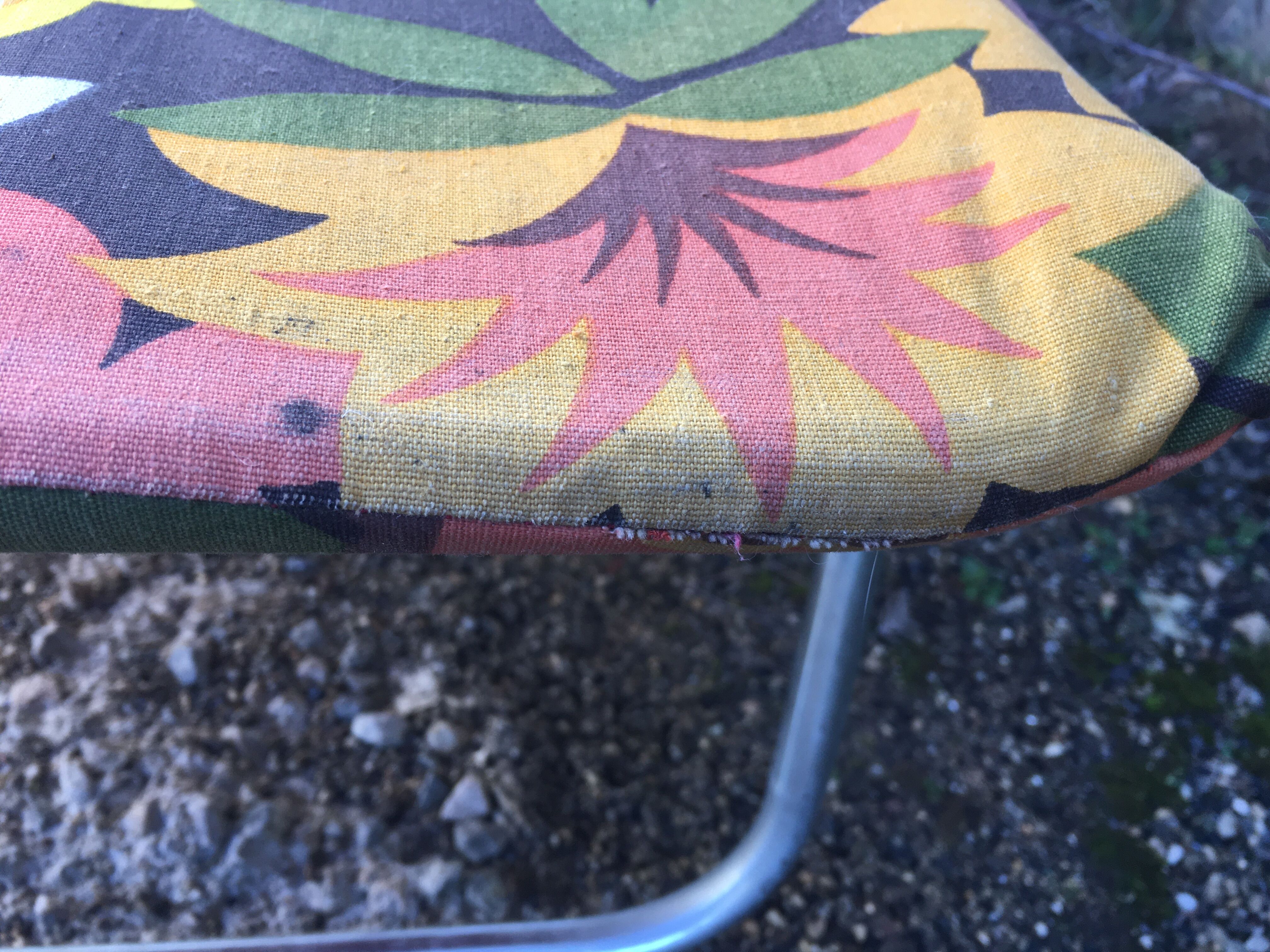 Flower sunbed long chair, vintage 70s, folding