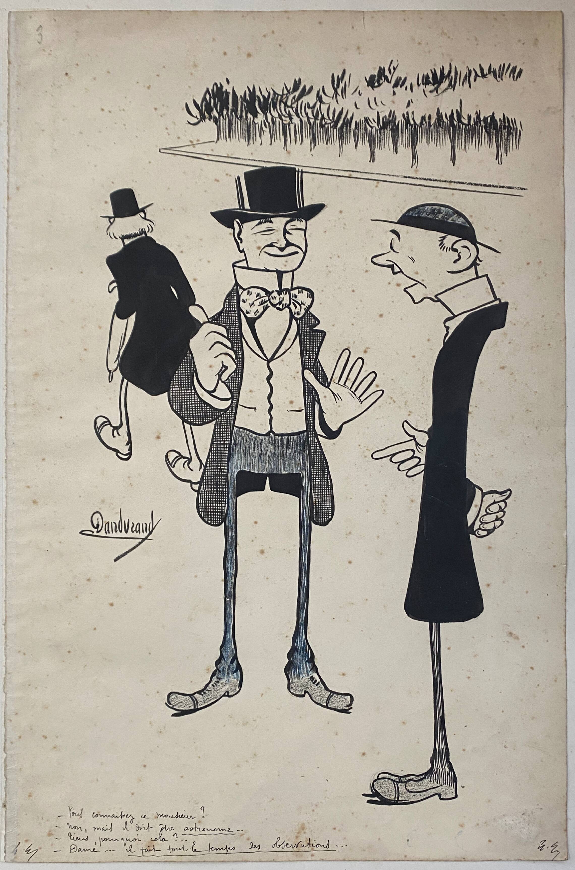 Pair of old cartoons Presse signed Dandurand and Berly