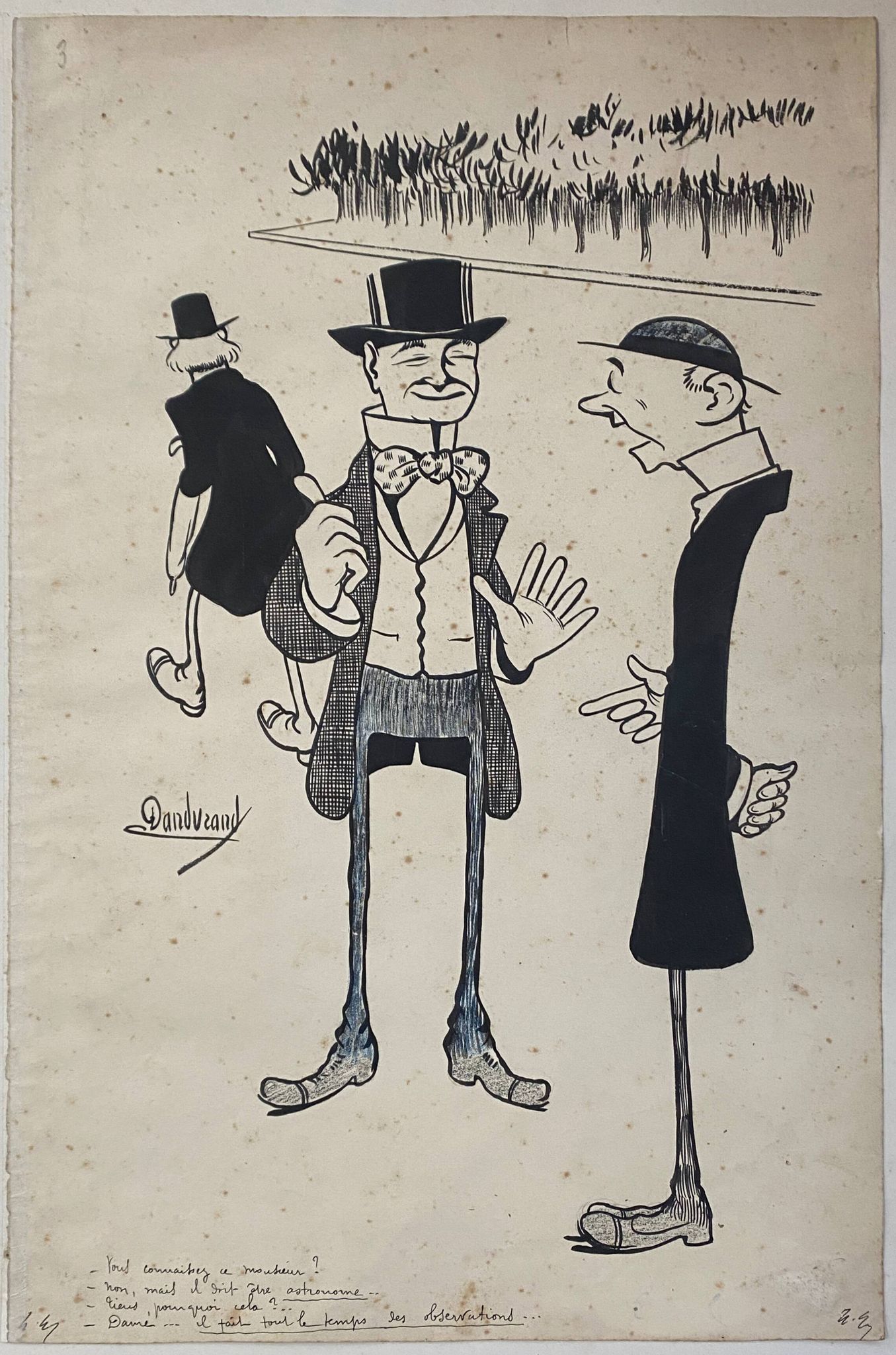 Pair of old cartoons Presse signed Dandurand and Berly