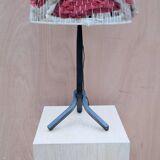 Modernist wrought iron lamp with wool lampshade, France 1950