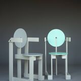 Rare pair of 'Plakhout' Side Chairs by Henk Lampe. 1979