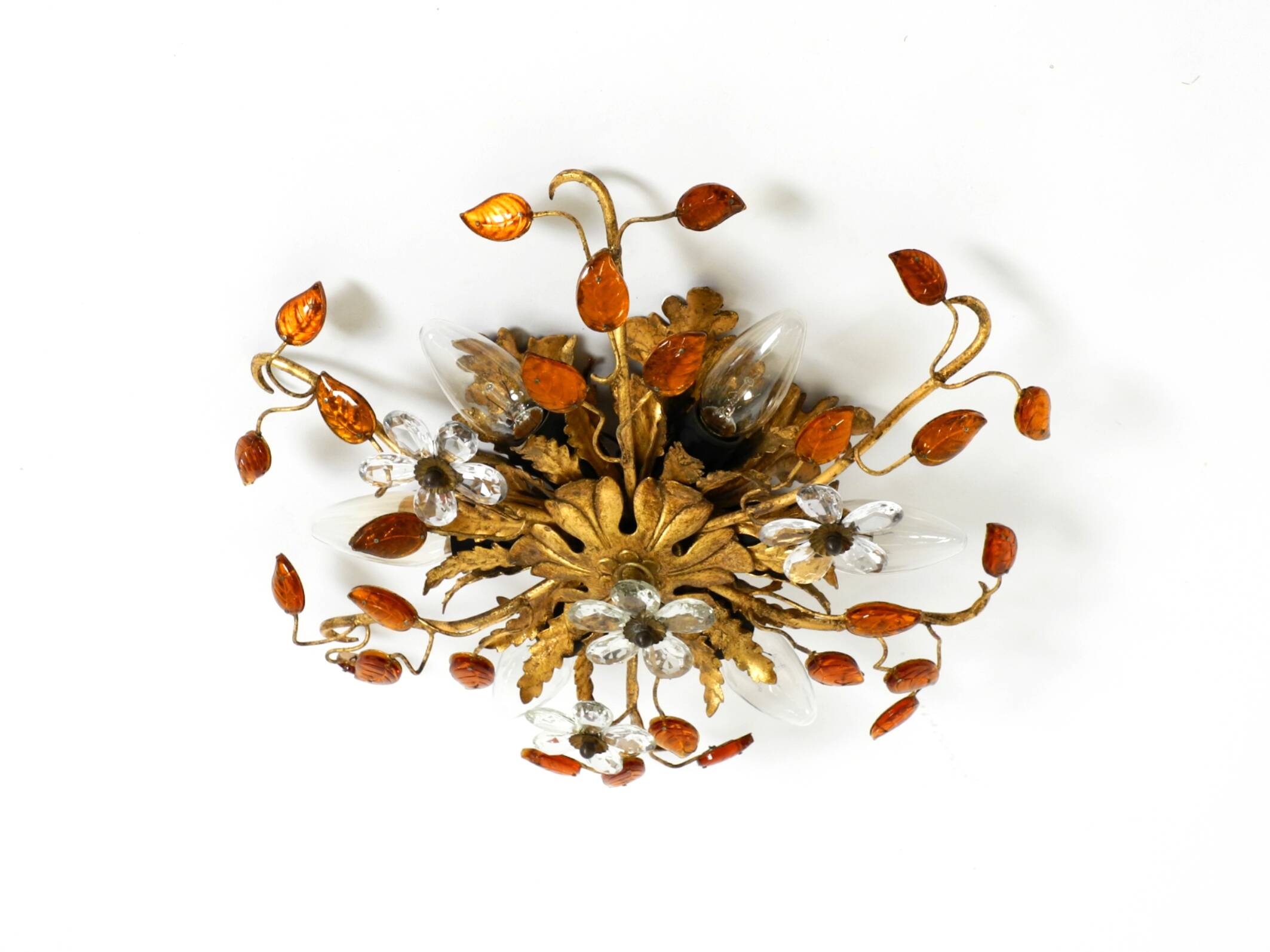Very beautiful 1960s gold-plated ceiling or wall lamp by Banci Firenze, Ita