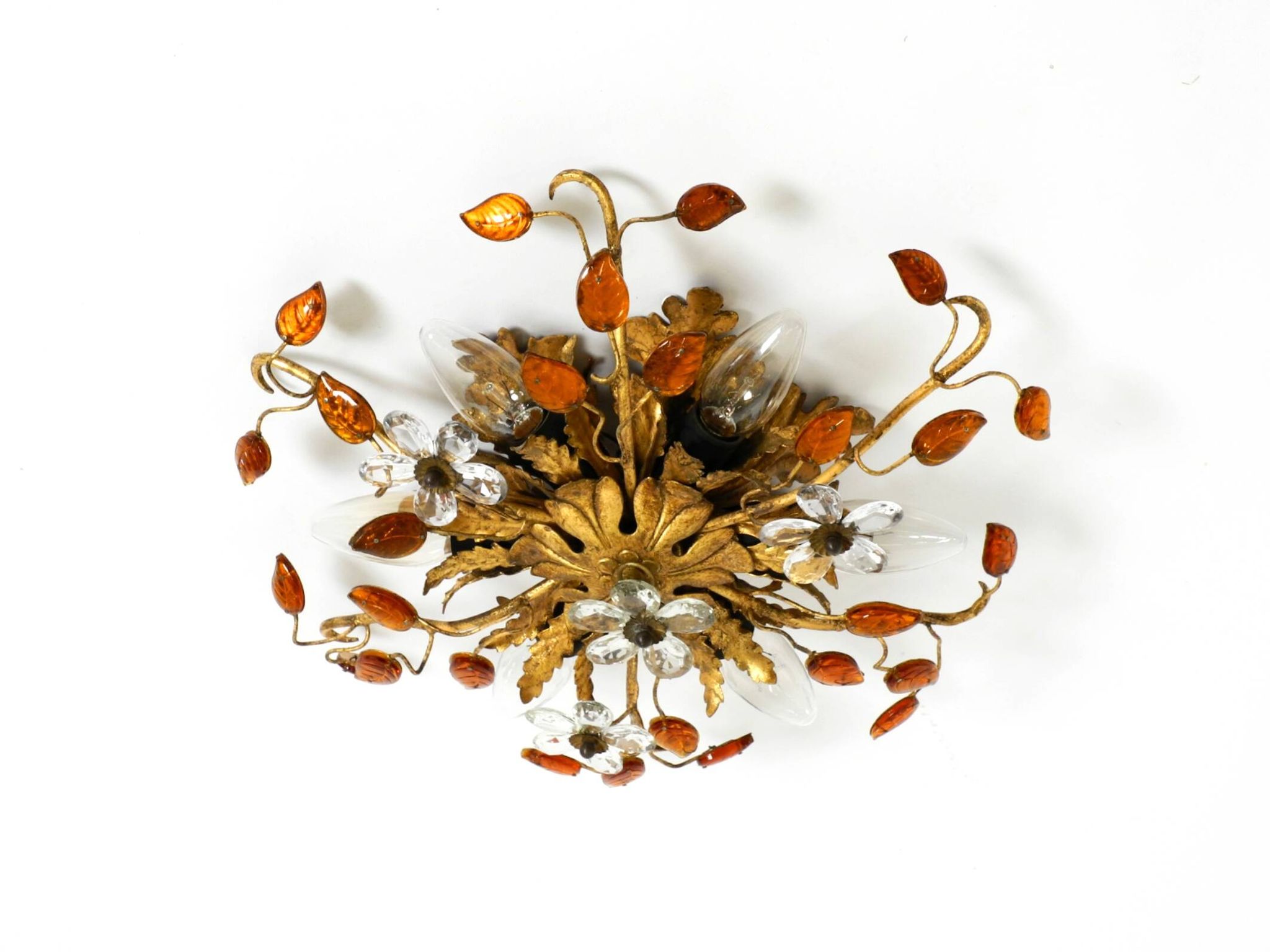 Very beautiful 1960s gold-plated ceiling or wall lamp by Banci Firenze, Ita