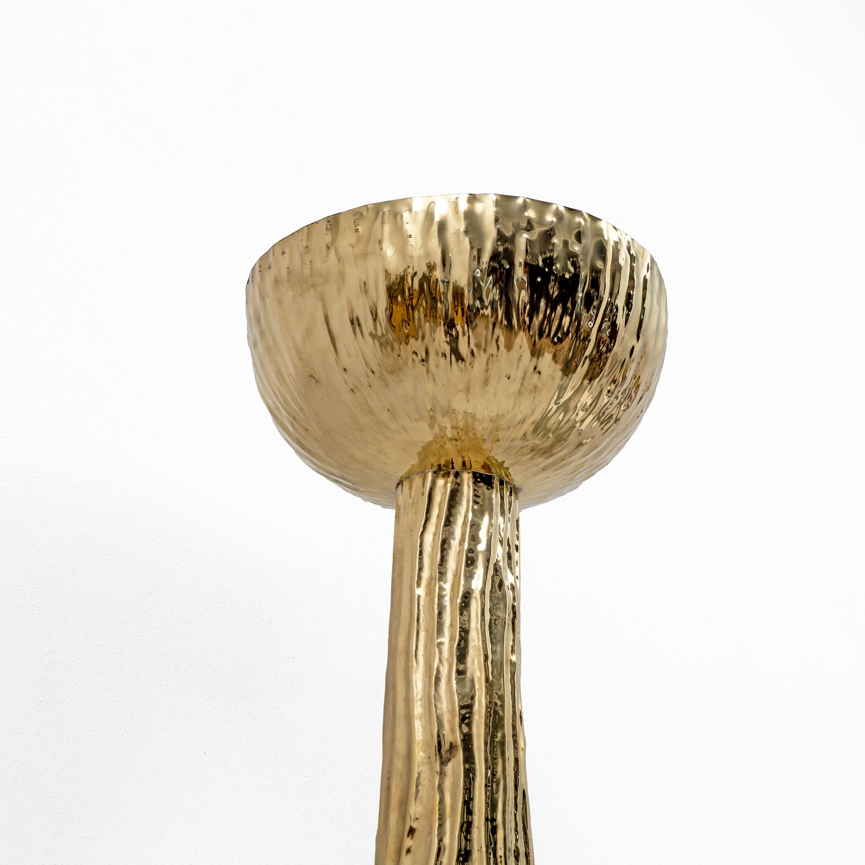 Hammered Brass Floor Lamp Torchère Style, Italy