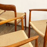 Set de 8 chaises de salle à manger en teck du milieu du siècle par Niels O Møller pour JL Moller Danemark