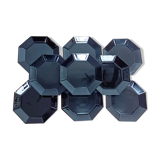 9 assiettes plates noires Arcoroc