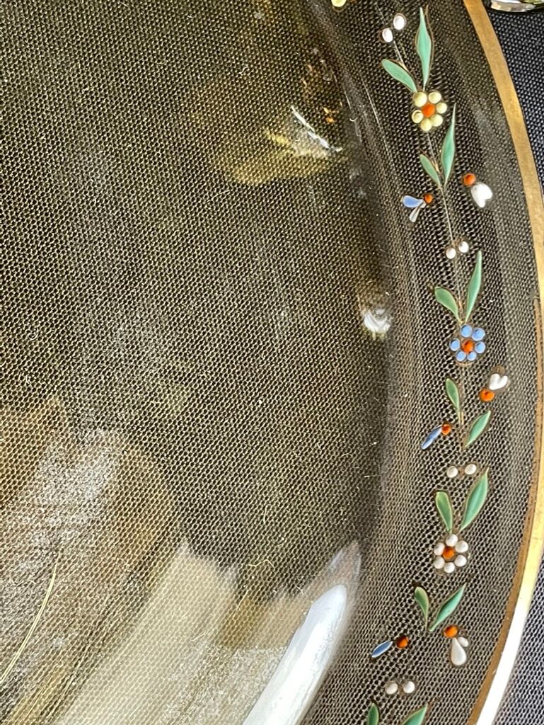 Amber crystal enamel and gilded liquor service