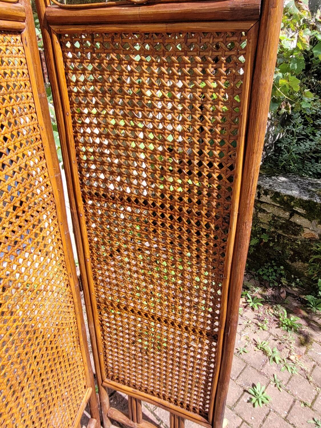 Wood and cane screen