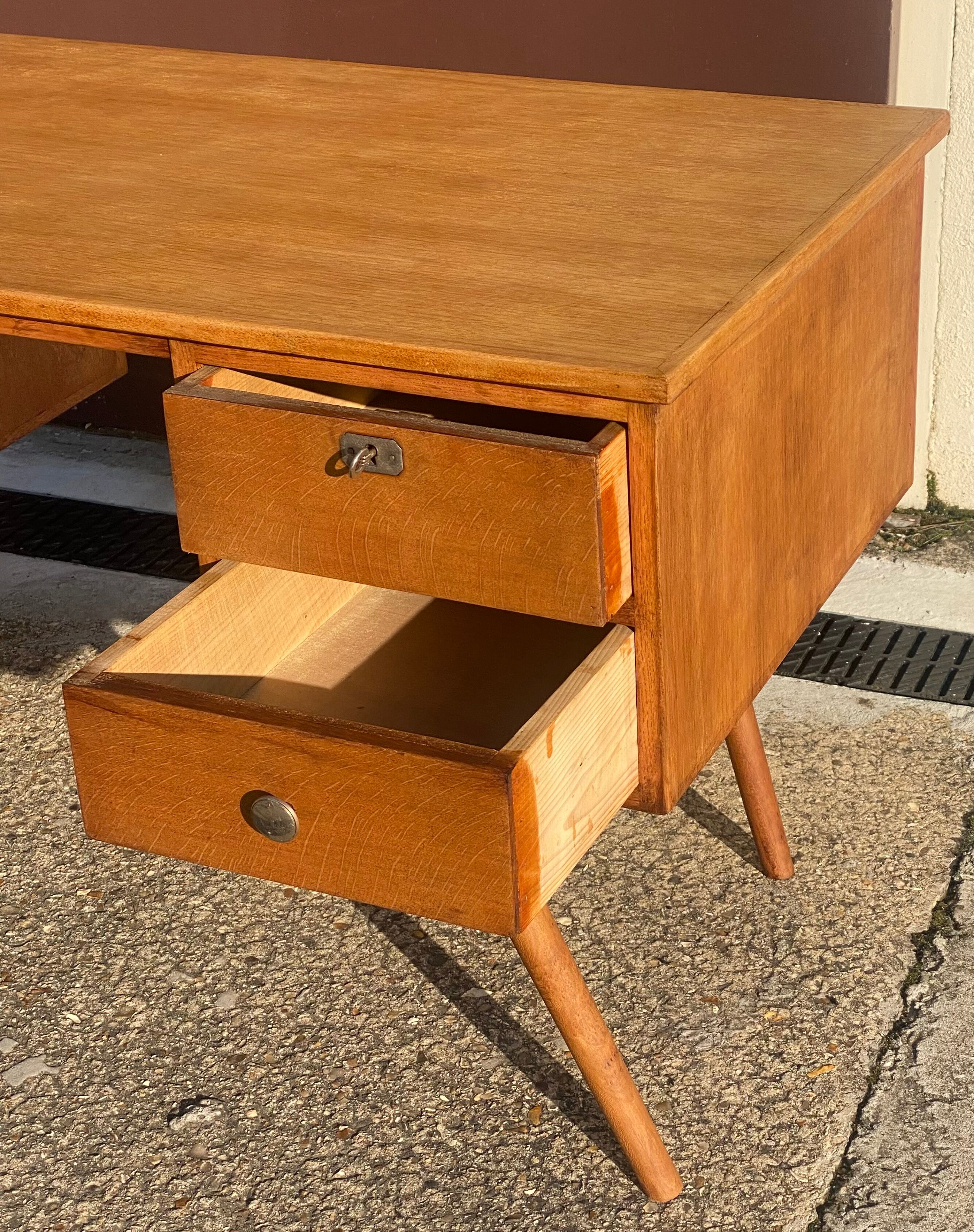 Oak desk 50s compass