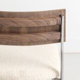 Set of 4 chairs, with a chromed steel frame and a walnut backrest