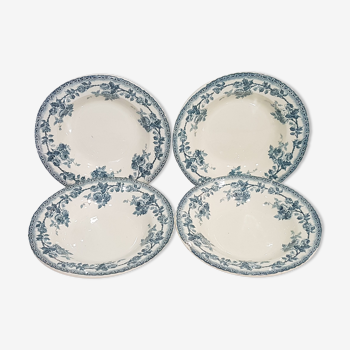 Set of 4 soup plates in earthenware of choisy le roi, model paris, iron land - french vintage