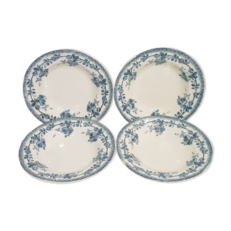 Set of 4 soup plates in earthenware of choisy le roi, model paris, iron land - french vintage