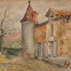 Watercolor on paper Maison Bouheben in Aubagnan by G. Rémy 1932