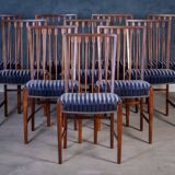 Vintage Dining Chairs in Rosewood, Denmark, 1950s, Set of 10