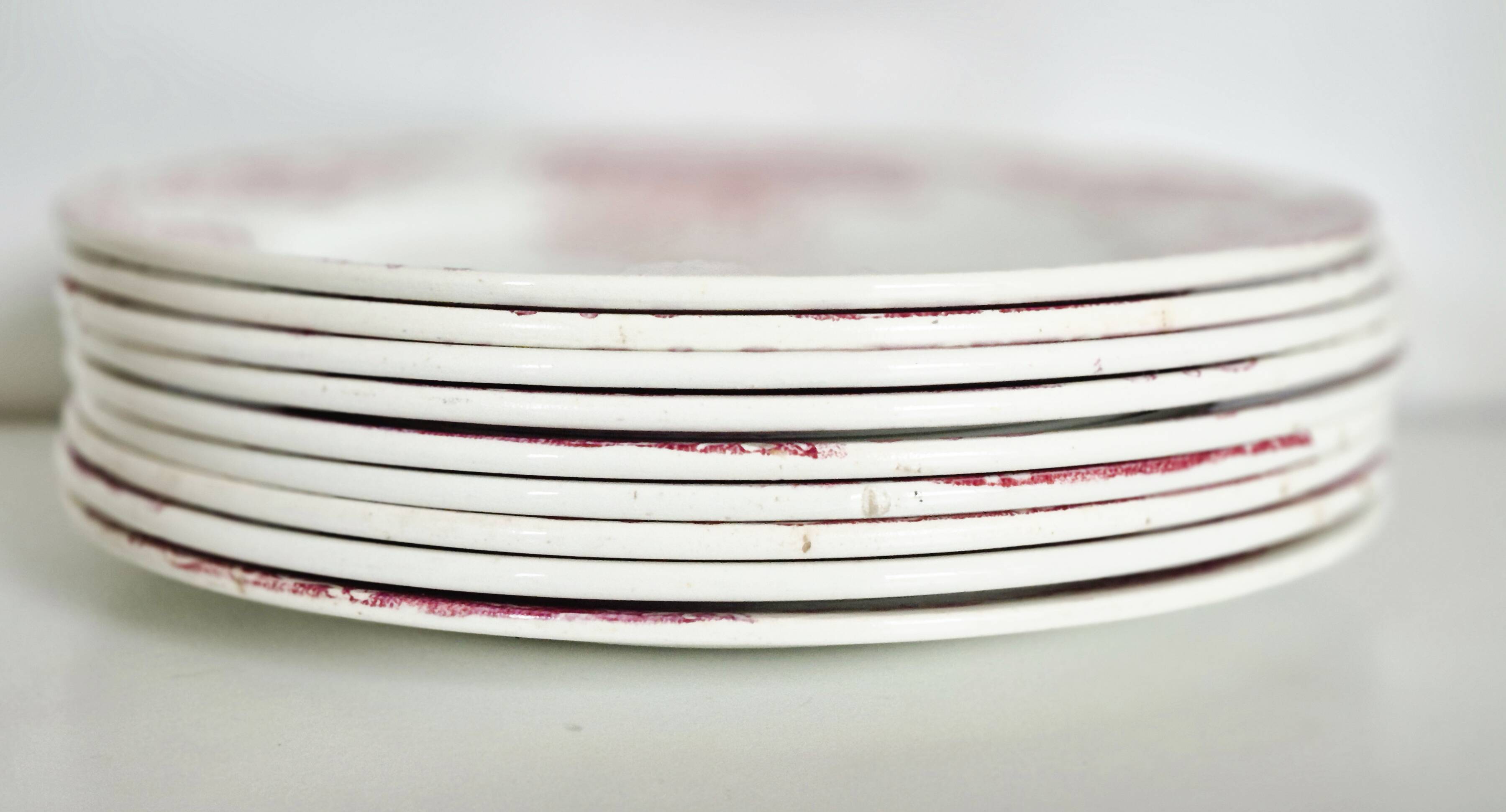 Flat plates made of ironstone LG (Léon Grave 1890/1913), Bouto model.