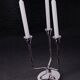 Art deco candlestick in stainless steel, 3 flames and blue stones, Spain, 1970