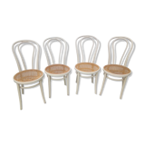 Lot of 4 bistro chairs in caned wood