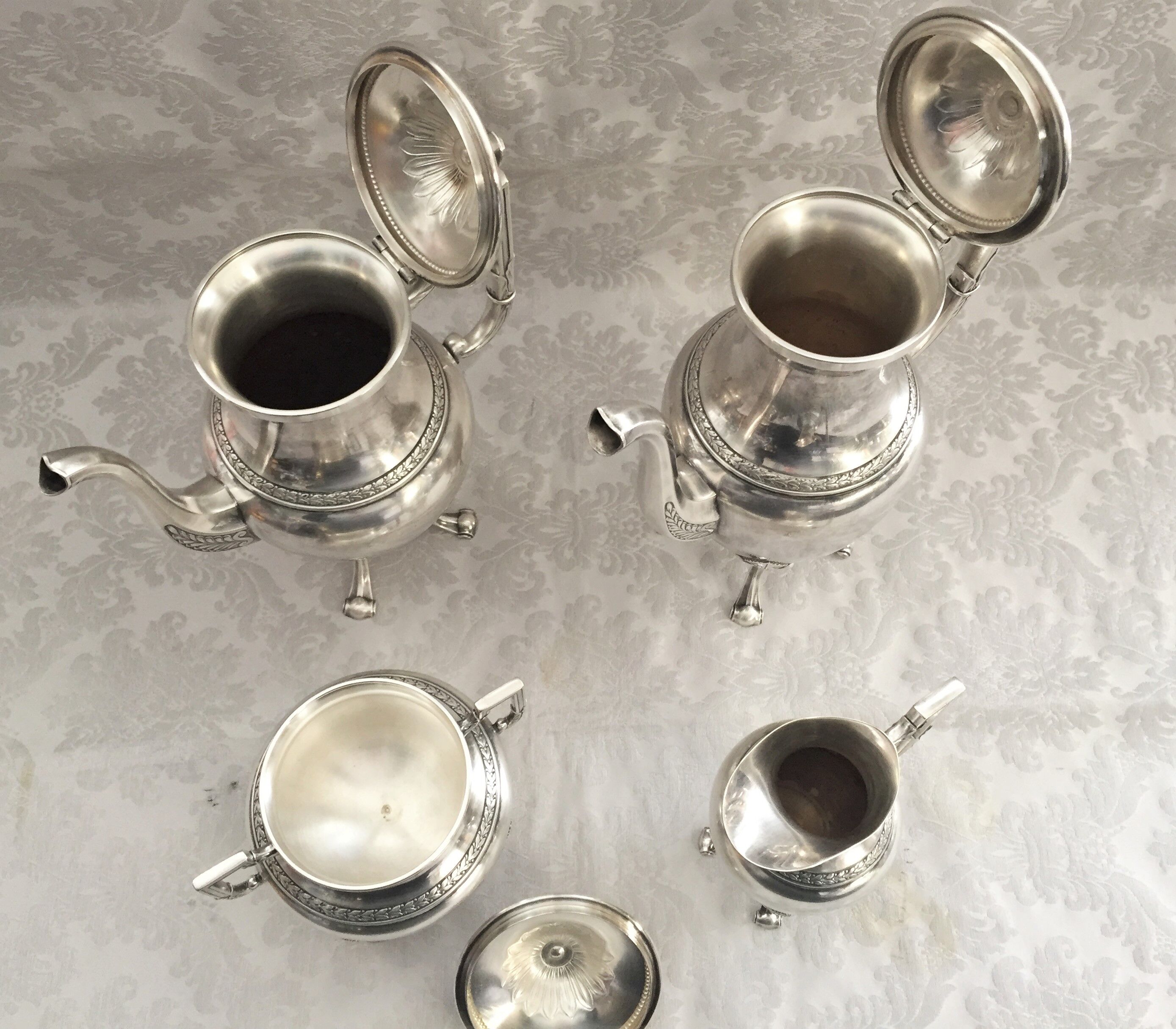 Tea & coffee service pieces jugendstil wmf 1910 art nouveau plaqué silver