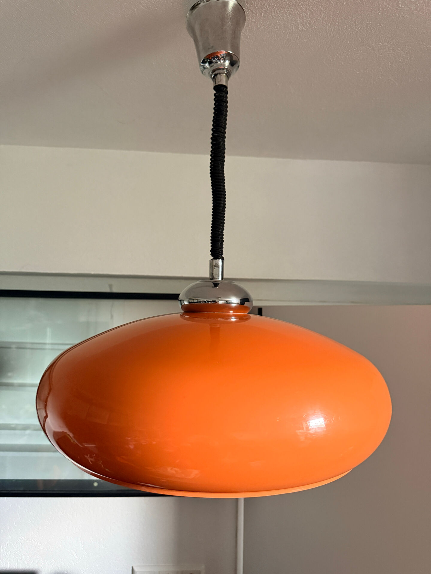 Suspension Space Age orange attribuée à Dijkstra Lampen