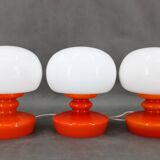 1970s Set of Three Stepan Tabery Opaline Glass Table Lamps, Czechoslovakia