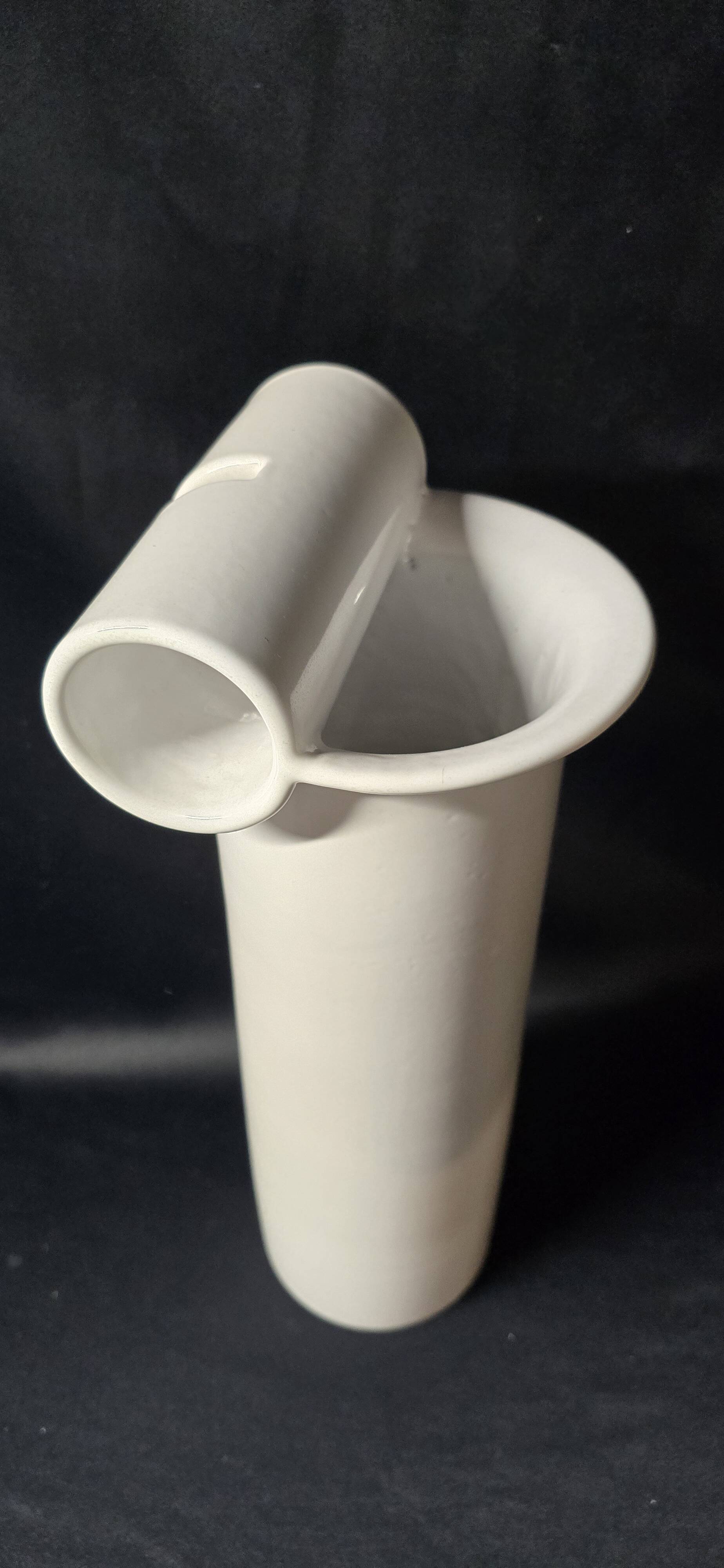 Enzo Bioli (1832) white ceramic vase for Il Picchio, Italy 1950s